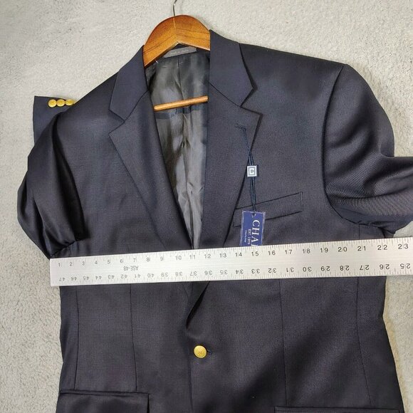 Chaps Blazer Men's 42 Long Navy 100% Wool Gold Sport Coat Suit Jacket Career NWT - Picture 13 of 16